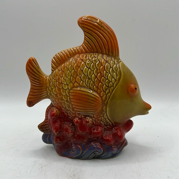 Ceramic Tropical Fish Hand Painted by TradeWind Bay Orange Collectible Art Decor - Picture 1 of 14